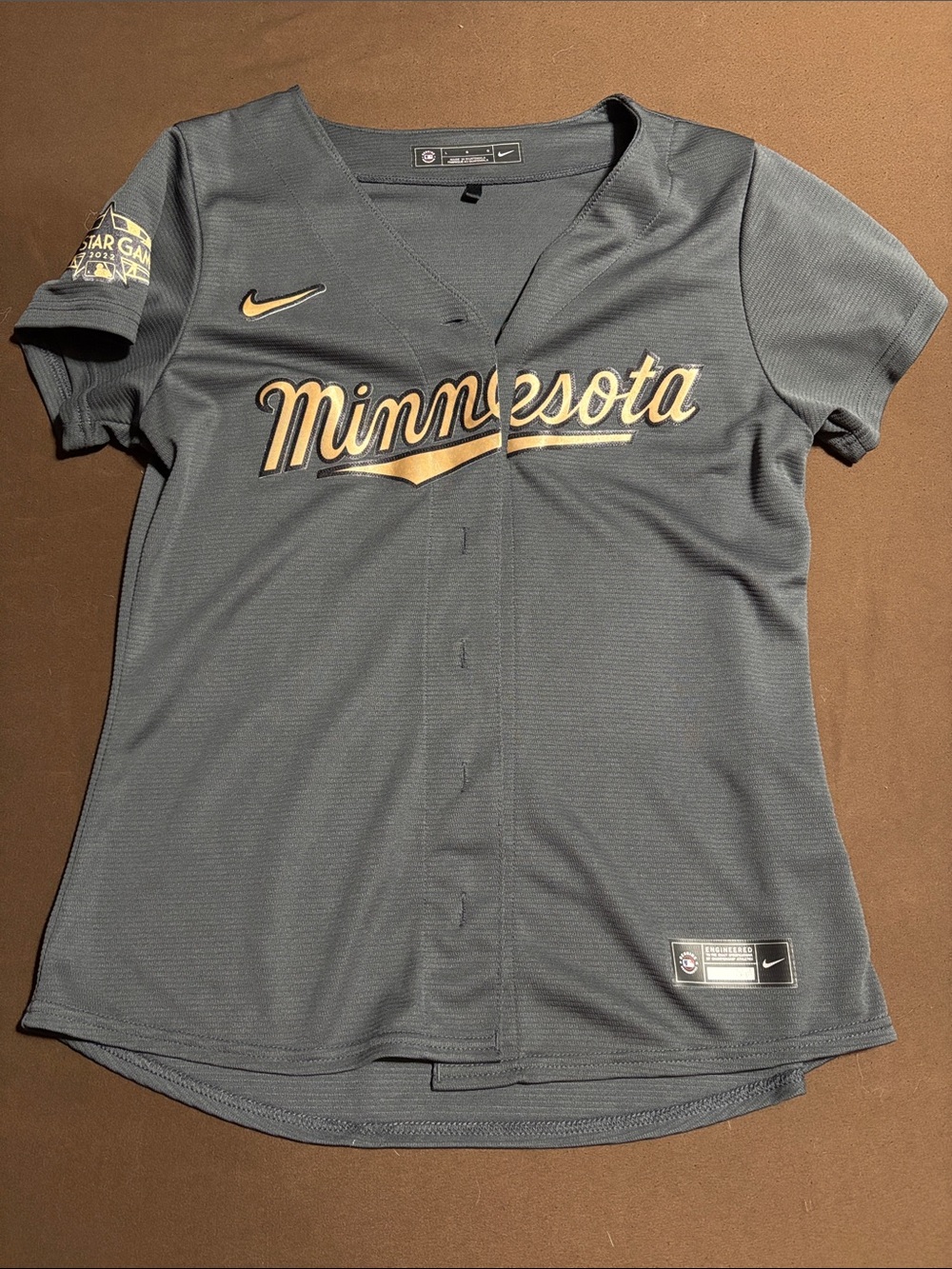 Nike Minnesota Twins youth Dark Gray and Gold Baseball Jersey